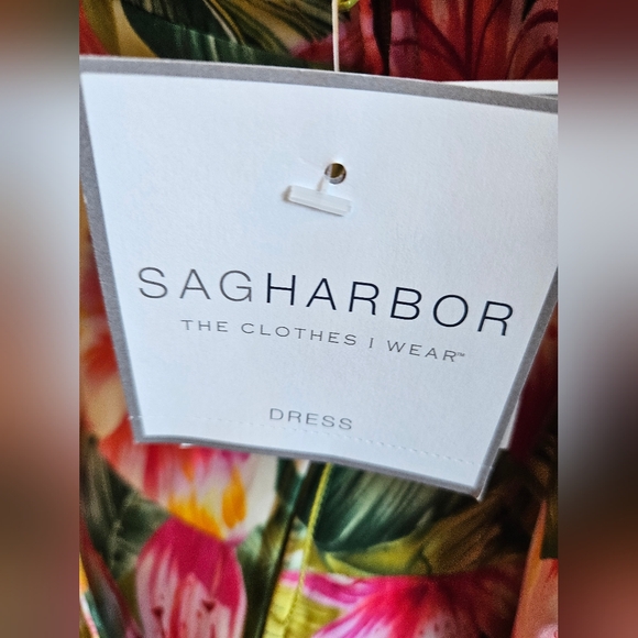 NWT SAG HARBOR Hawaiian Print Wrap Dress with Slit and Collar 16 L - Picture 6 of 7